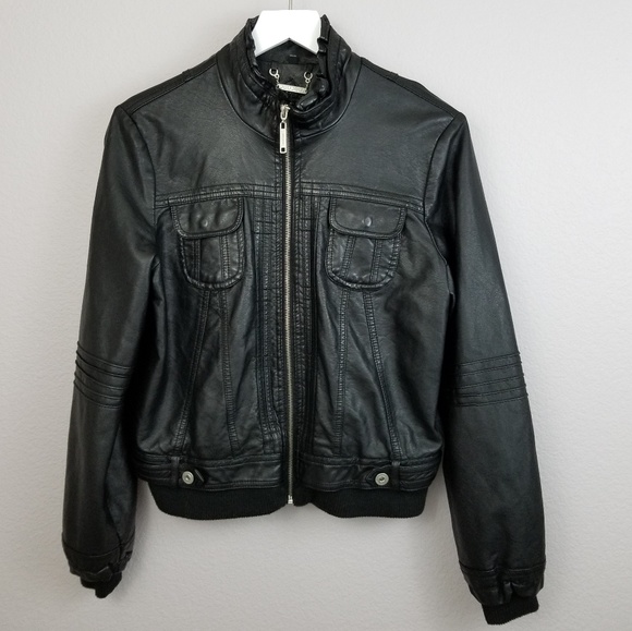 joujou Jackets & Blazers - JouJou Black Faux Leather Moto Jacket XL